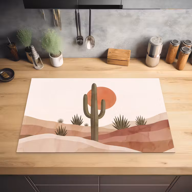 Cactus - Duinen - Modern - Landschap - Groen Inductie beschermer vinyl 3mm klein -sfeer5