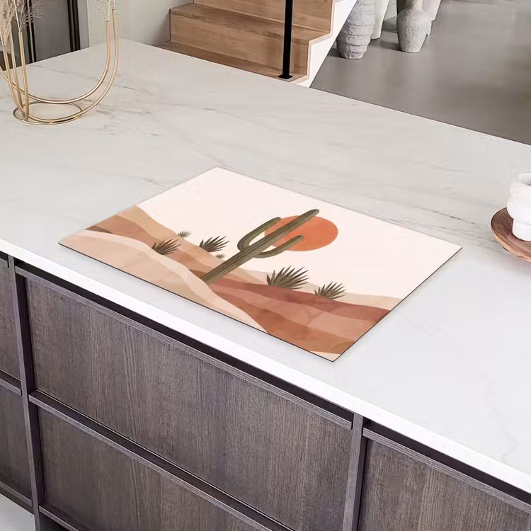 Cactus - Duinen - Modern - Landschap - Groen Inductie beschermer vinyl 3mm klein -sfeer8