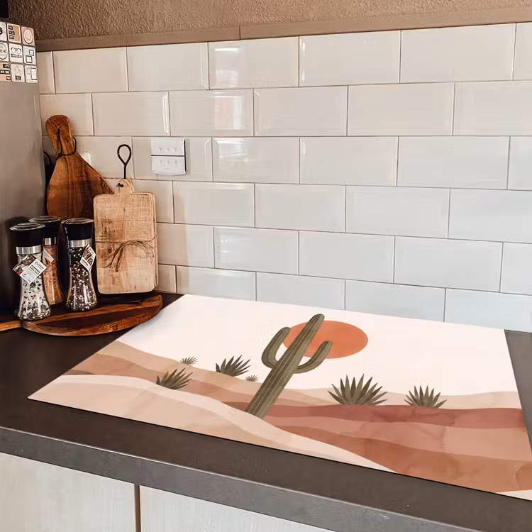 Cactus - Duinen - Modern - Landschap - Groen Inductie beschermer vinyl 3mm klein -sfeer3