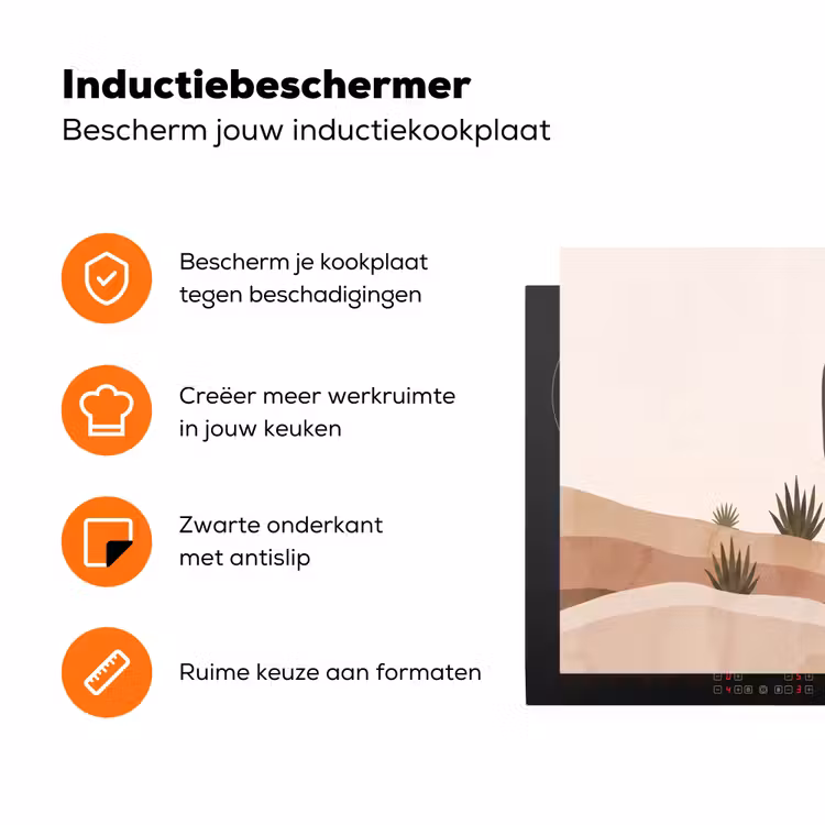 Cactus - Duinen - Modern - Landschap - Groen Inductie beschermer vinyl 3mm klein -zzzzzzz-td-ups