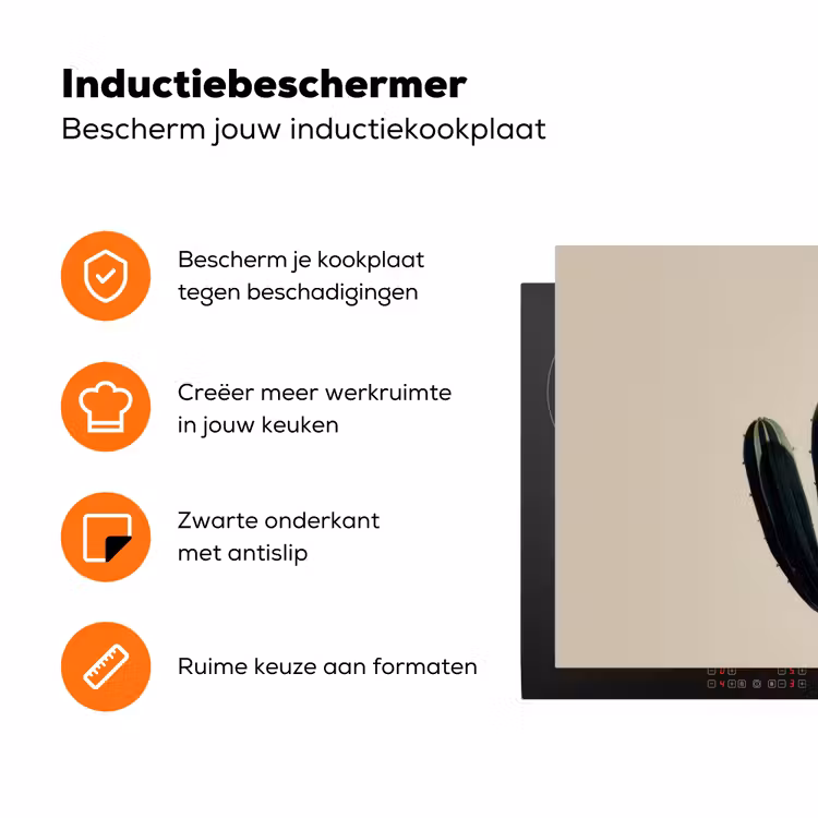 Cactus - Subtiel - Groen Inductie beschermer vinyl 3mm klein -zzzzzzz-td-ups