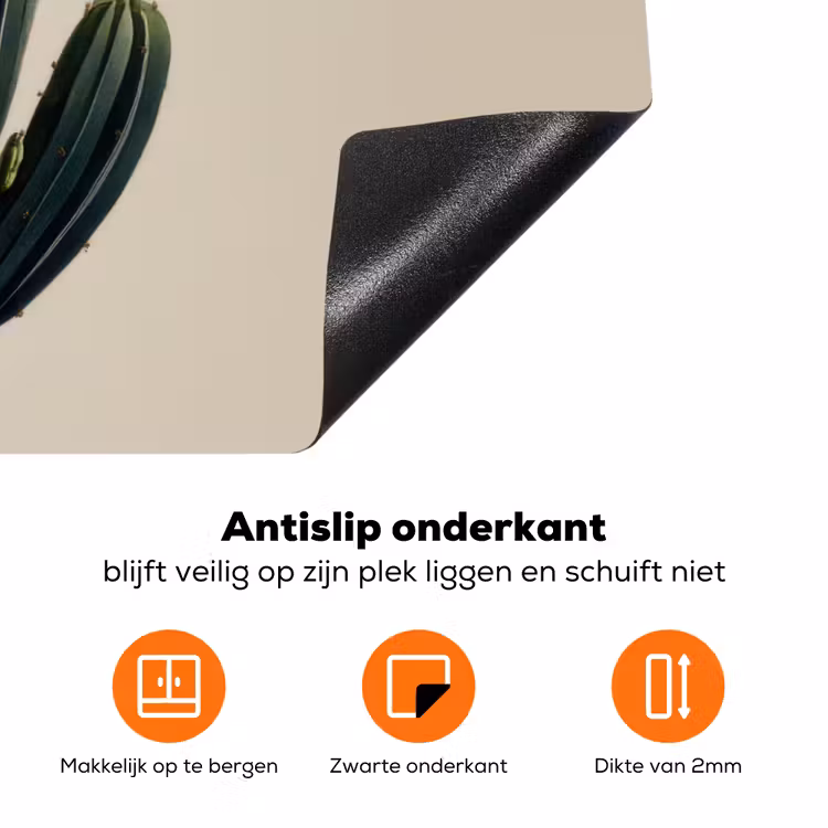 Cactus - Subtiel - Groen Inductie beschermer vinyl 3mm klein -zzzzzzz-td-onderkant