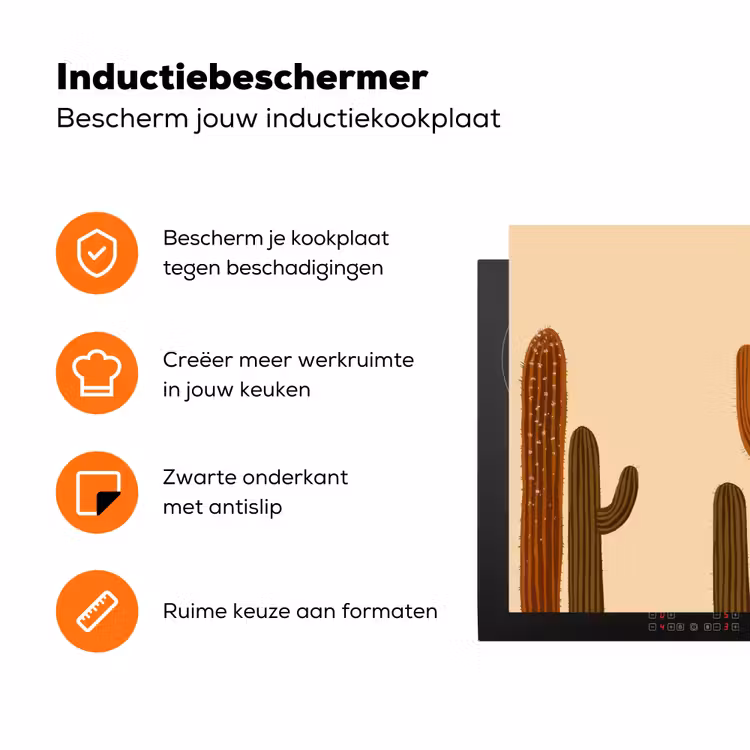 Cactus - Woestijn - Zand - Bruin Inductie beschermer vinyl 3mm klein -zzzzzzz-td-ups