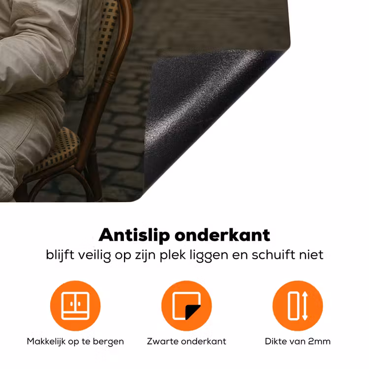 Café - Croissant - Koffie - Astronaut Inductie beschermer vinyl 3mm klein -zzzzzzz-td-onderkant