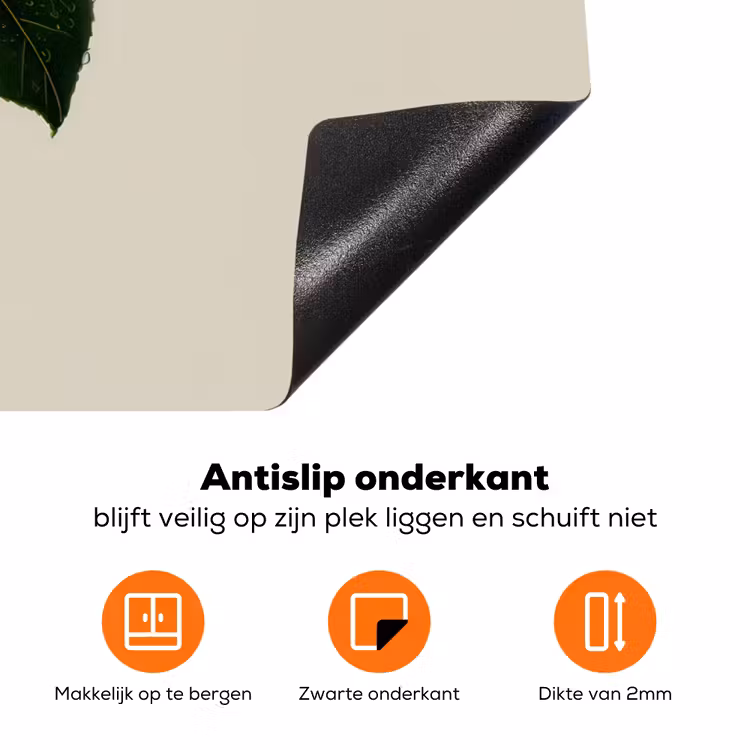 Cameliabloem - Wit - Groen Inductie beschermer vinyl 3mm klein -zzzzzzz-td-onderkant