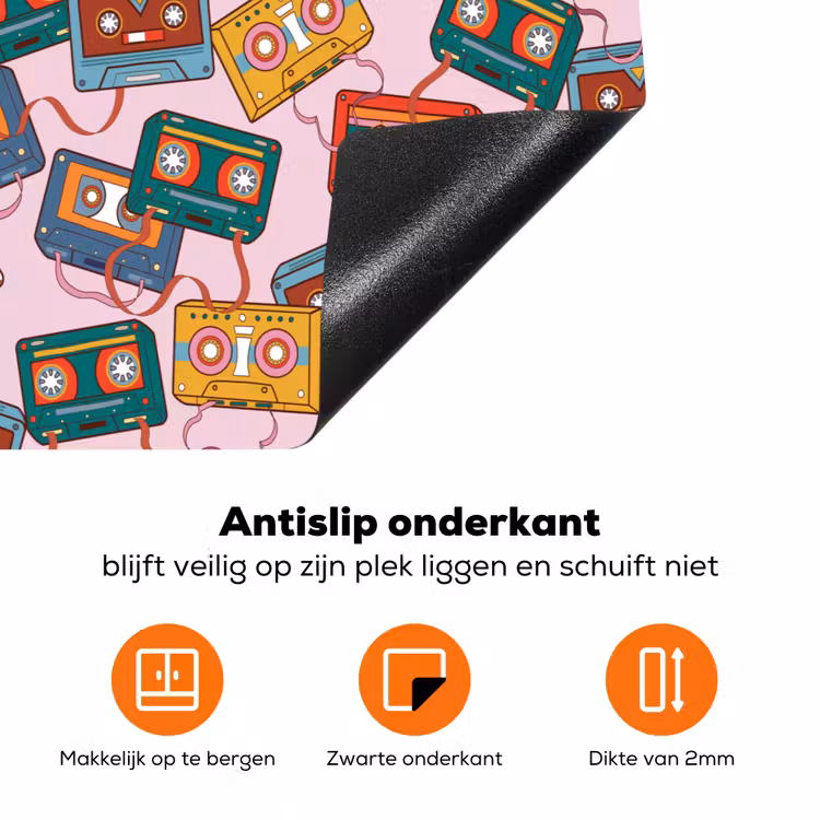 Retro - Disco - Cassettebandjes - Multi Inductie beschermer vinyl 3mm klein 276 -zzzzzzz-td-onderkant