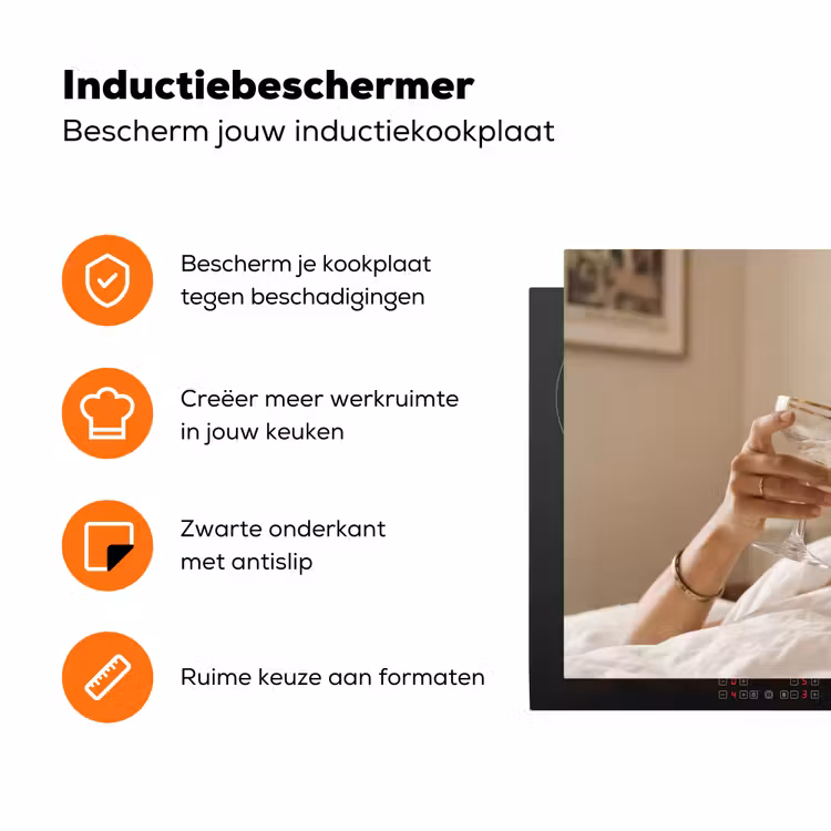 Champagne - Bed - Bubbels Inductie beschermer vinyl 3mm klein -zzzzzzz-td-ups