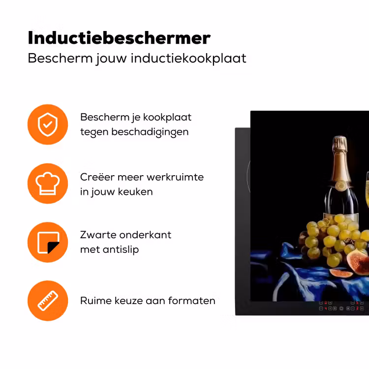 Champagne - Luxe - Oesters Inductie beschermer vinyl 3mm klein -zzzzzzz-td-ups