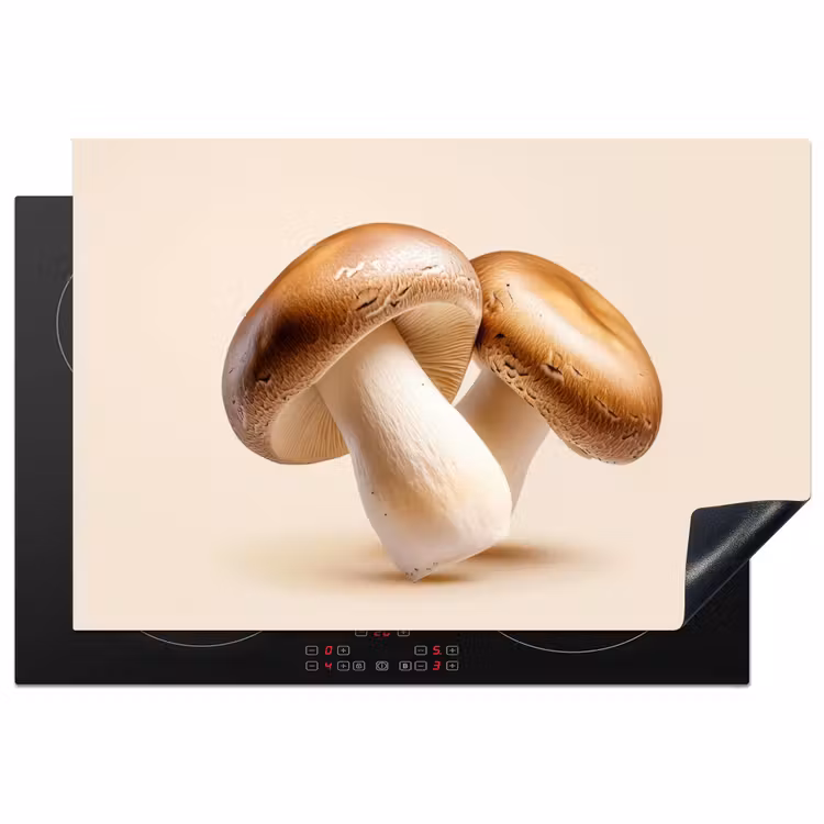Champignons - Zacht - Beige Inductie beschermer vinyl 3mm klein -3d