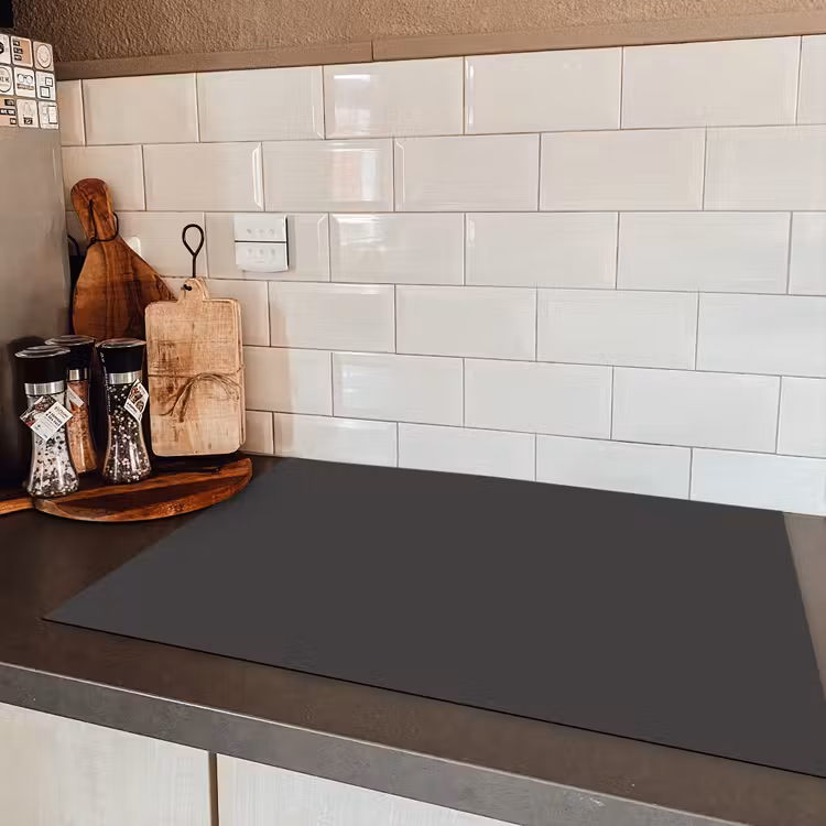 Charcoal - Grijs- Grey Inductie beschermer vinyl 3mm klein 276 -sfeer3