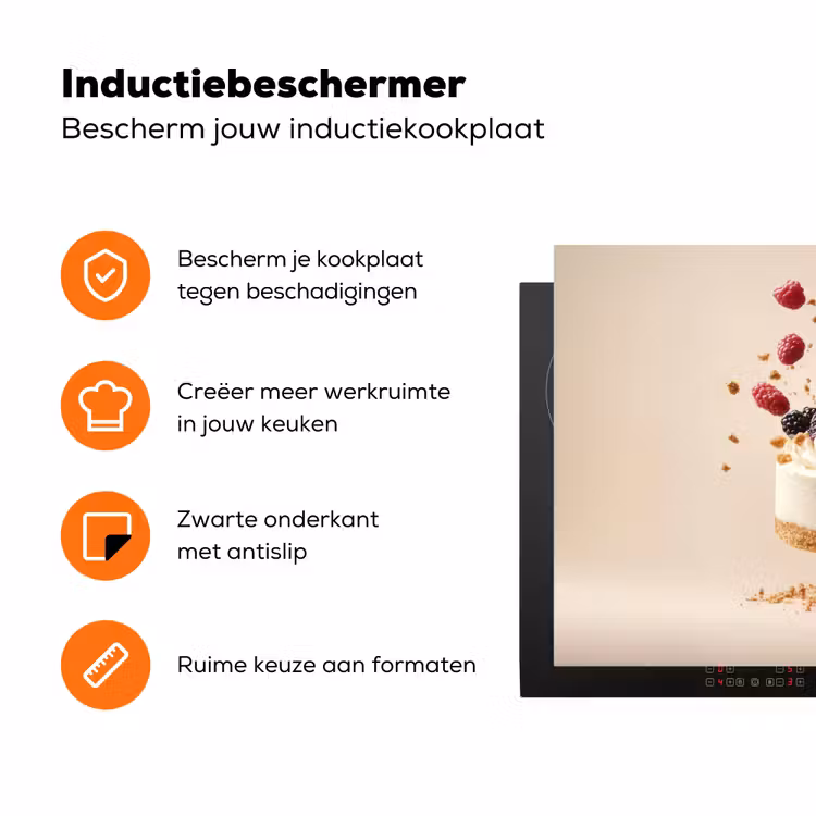 Cheesecake - Eten - Roze - Taart Inductie beschermer vinyl 3mm klein -zzzzzzz-td-ups