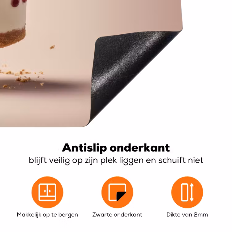 Cheesecake - Eten - Roze - Taart Inductie beschermer vinyl 3mm klein -zzzzzzz-td-onderkant