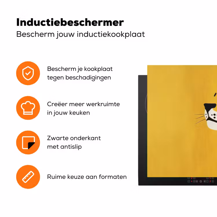 Cheetah - Illustratie - Geel Inductie beschermer vinyl 3mm klein -zzzzzzz-td-ups