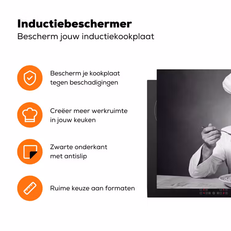 Chef - Spaghetti - Pasta Inductie beschermer vinyl 3mm klein -zzzzzzz-td-ups