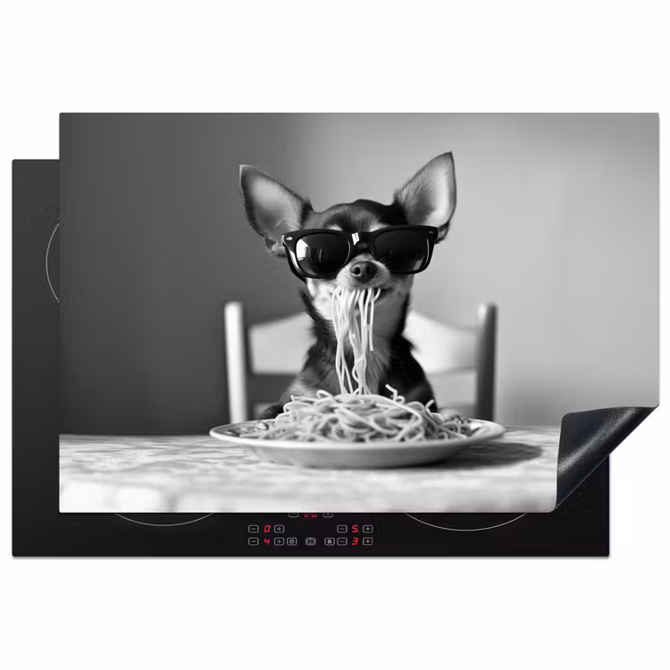 Chihuahua - Hond - Zonnebril - Humoristisch - Zwart - Wit - Spaghetti Inductie beschermer vinyl 3mm klein -3d