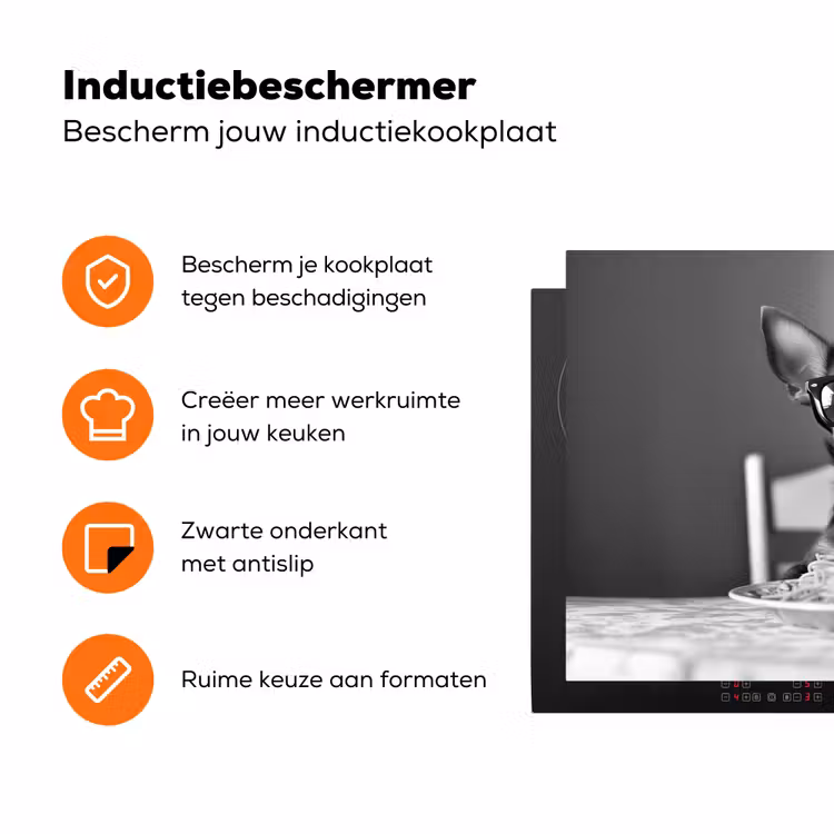 Chihuahua - Hond - Zonnebril - Humoristisch - Zwart - Wit - Spaghetti Inductie beschermer vinyl 3mm klein -zzzzzzz-td-ups