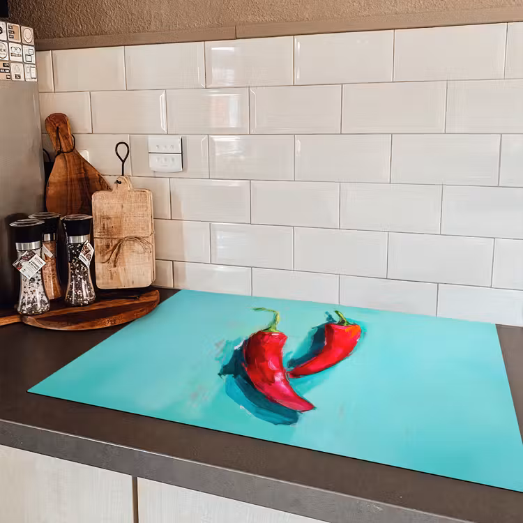 Chilipepers - Geverfd - Rood Inductie beschermer vinyl 3mm klein -sfeer3