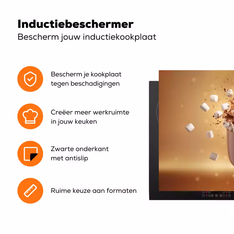 Chocomelk - Drinken - Warm - Bruin Inductie beschermer vinyl 3mm klein -zzzzzzz-td-ups