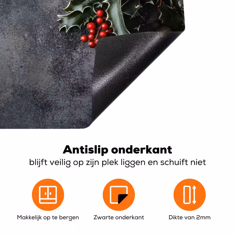 Christmas - Takken - Winter - Rood Inductie beschermer vinyl 3mm klein -zzzzzzz-td-onderkant