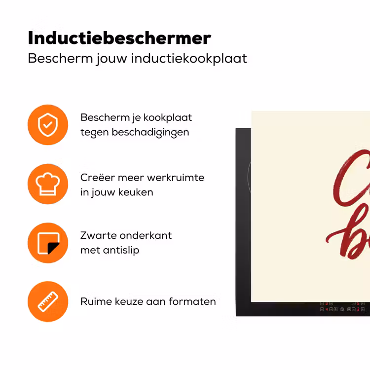 Ciao bella - Rood - Wit - Minimalistisch Inductie beschermer vinyl 3mm klein -zzzzzzz-td-ups