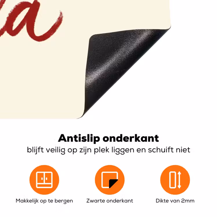 Ciao bella - Rood - Wit - Minimalistisch Inductie beschermer vinyl 3mm klein -zzzzzzz-td-onderkant