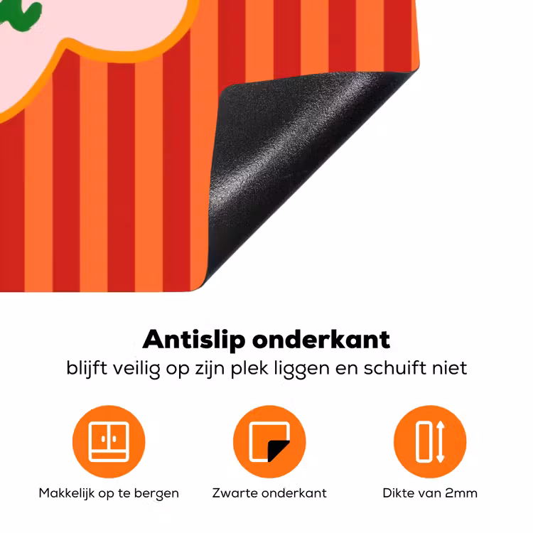 Ciao bella - Tekstwolk - Strepen - Oranje Inductie beschermer vinyl 3mm klein -zzzzzzz-td-onderkant