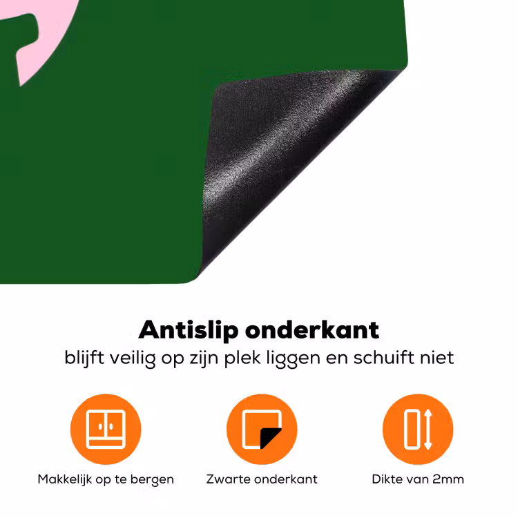 Cirkel - Roze - Tekst - Art Inductie beschermer vinyl 3mm klein -zzzzzzz-td-onderkant