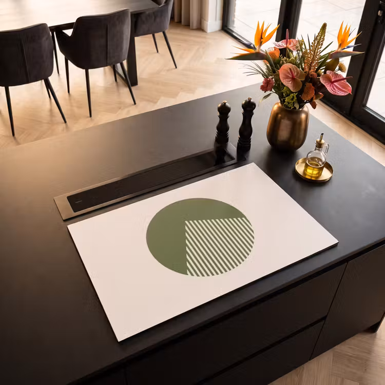 Cirkel - Strepen - Geometrisch - Abstract - Groen Inductie beschermer vinyl 3mm klein -sfeer5