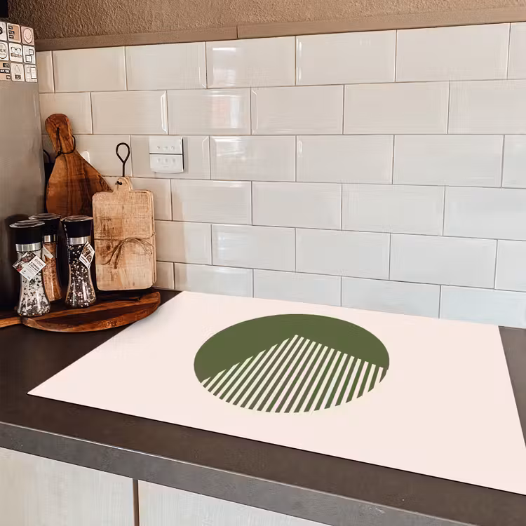 Cirkel - Strepen - Geometrisch - Abstract - Groen Inductie beschermer vinyl 3mm klein -sfeer3