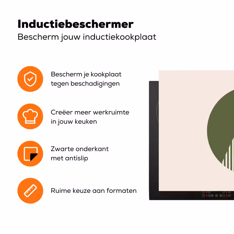 Cirkel - Strepen - Geometrisch - Abstract - Groen Inductie beschermer vinyl 3mm klein -zzzzzzz-td-ups