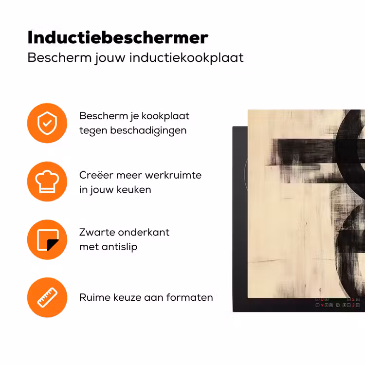 Cirkels - Balken - Zwart - Abstract Inductie beschermer vinyl 3mm klein -zzzzzzz-td-ups