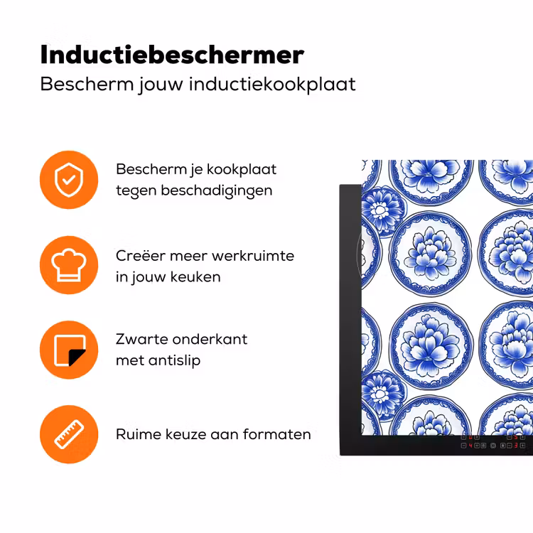 Cirkels - Bloemen - Blauw Inductie beschermer vinyl 3mm klein 276 -zzzzzzz-td-ups