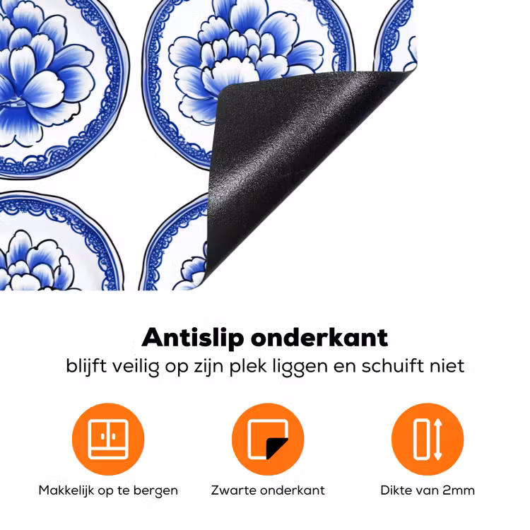 Cirkels - Bloemen - Blauw Inductie beschermer vinyl 3mm klein 276 -zzzzzzz-td-onderkant