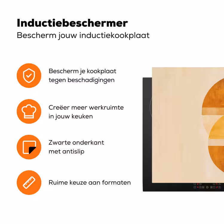 Cirkels - Geel - Minimalistisch Inductie beschermer vinyl 3mm klein -zzzzzzz-td-ups