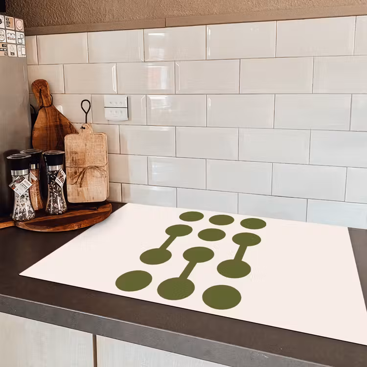 Cirkels - Geometrisch - Abstract - Modern - Groen Inductie beschermer vinyl 3mm klein -sfeer3