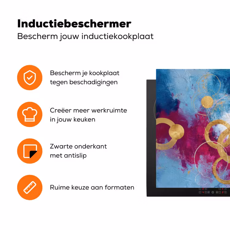 Cirkels - Goud - Abstract Inductie beschermer vinyl 3mm klein -zzzzzzz-td-ups