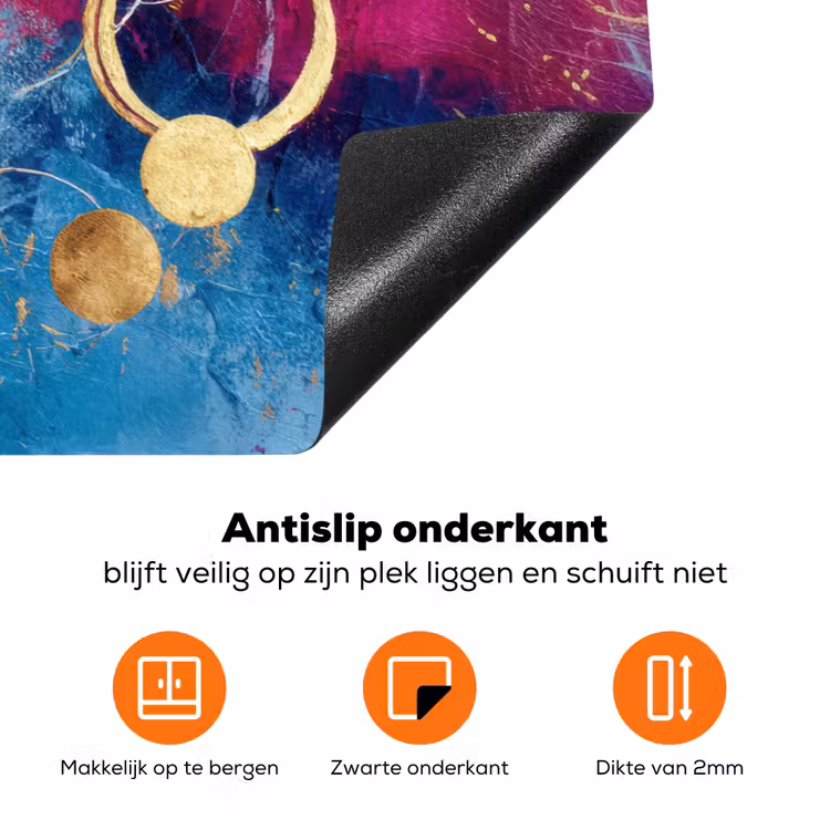 Cirkels - Goud - Abstract Inductie beschermer vinyl 3mm klein -zzzzzzz-td-onderkant