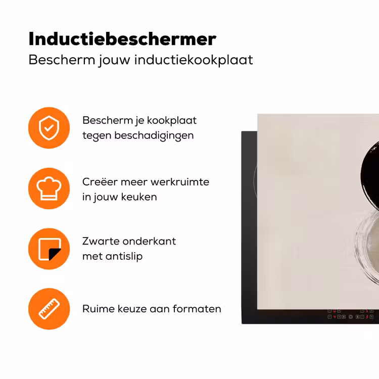 Cirkels - Strepen - Minimalistisch - Zwart Inductie beschermer vinyl 3mm klein -zzzzzzz-td-ups