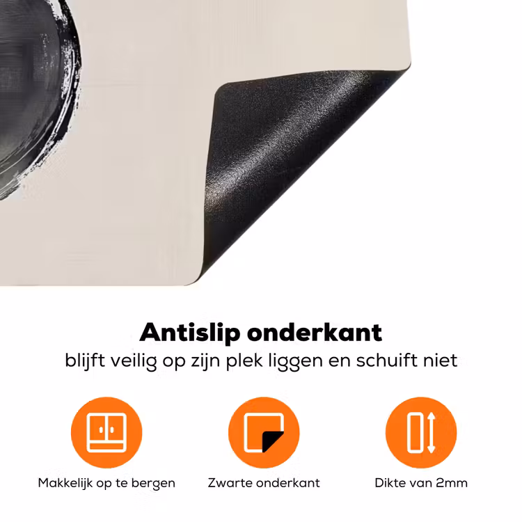Cirkels - Strepen - Minimalistisch - Zwart Inductie beschermer vinyl 3mm klein -zzzzzzz-td-onderkant