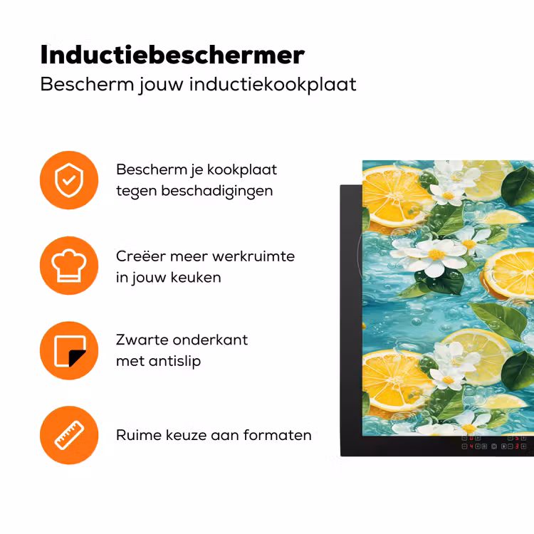 Citroen - Bloemen - Bruisend - Water Inductie beschermer vinyl 3mm klein 276 -zzzzzzz-td-ups