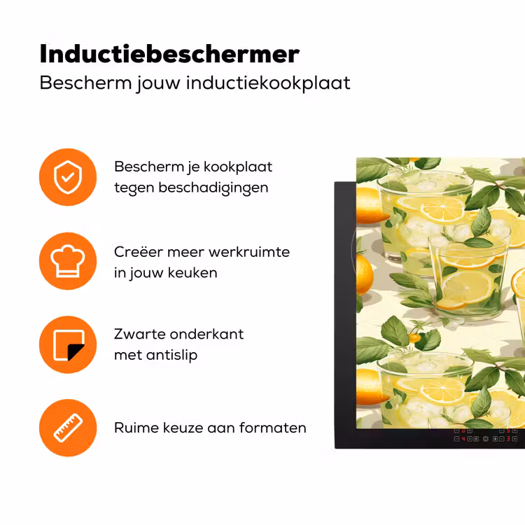 Citroen - Drankje - Glas - Munt Inductie beschermer vinyl 3mm klein 276 -zzzzzzz-td-ups