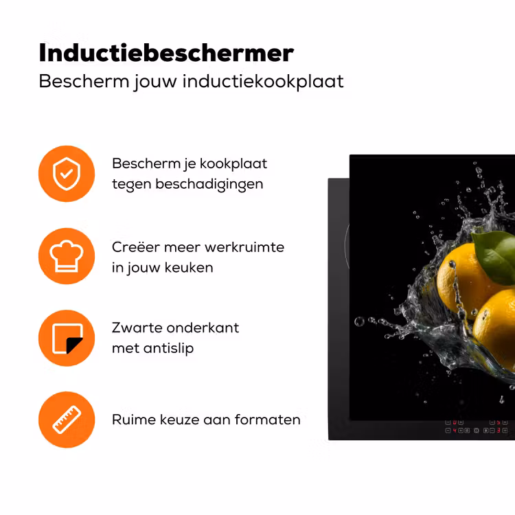 Citroen - Fruit - Geel - Zwart Inductie beschermer vinyl 3mm klein -zzzzzzz-td-ups