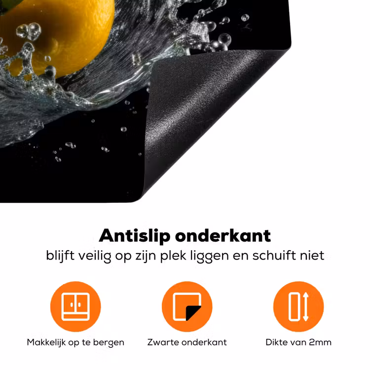 Citroen - Fruit - Geel - Zwart Inductie beschermer vinyl 3mm klein -zzzzzzz-td-onderkant