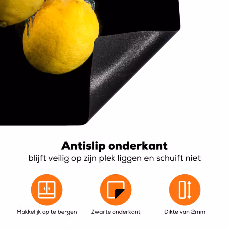 Citroen - Fruit - Stilleven - Water - Geel Inductie beschermer vinyl 3mm klein -zzzzzzz-td-onderkant