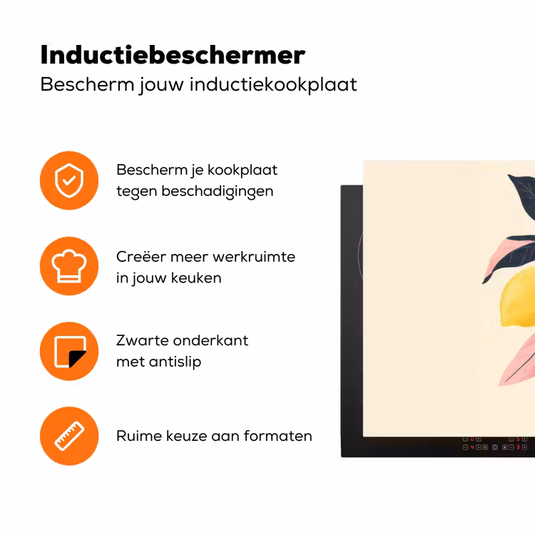 Citroenen - Felgeel - Tak - Bladeren Inductie beschermer vinyl 3mm klein -zzzzzzz-td-ups