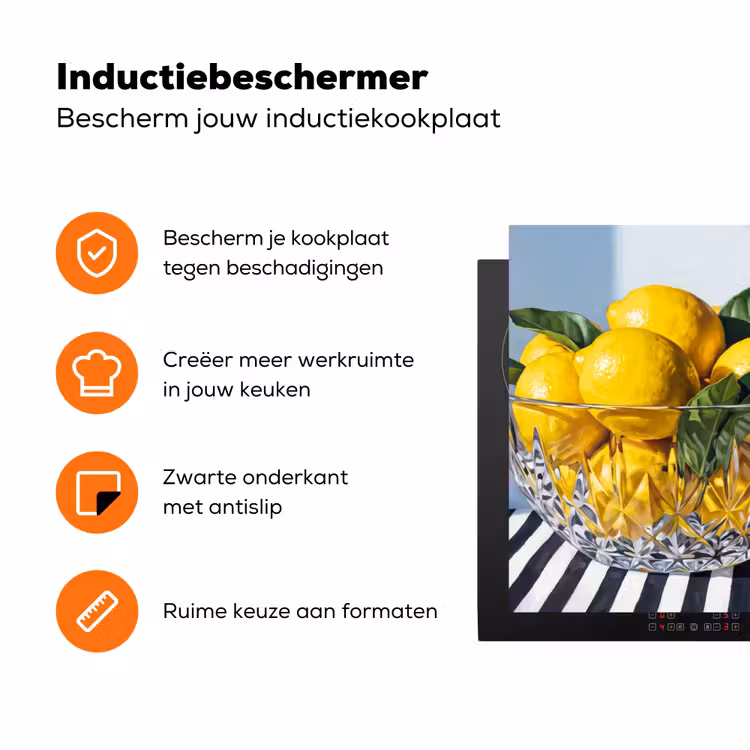 Inductiebeschermer - Citroenen - Fruit - Geel - Citroenen - Fruit - Geel Inductie beschermer vinyl 3mm klein
