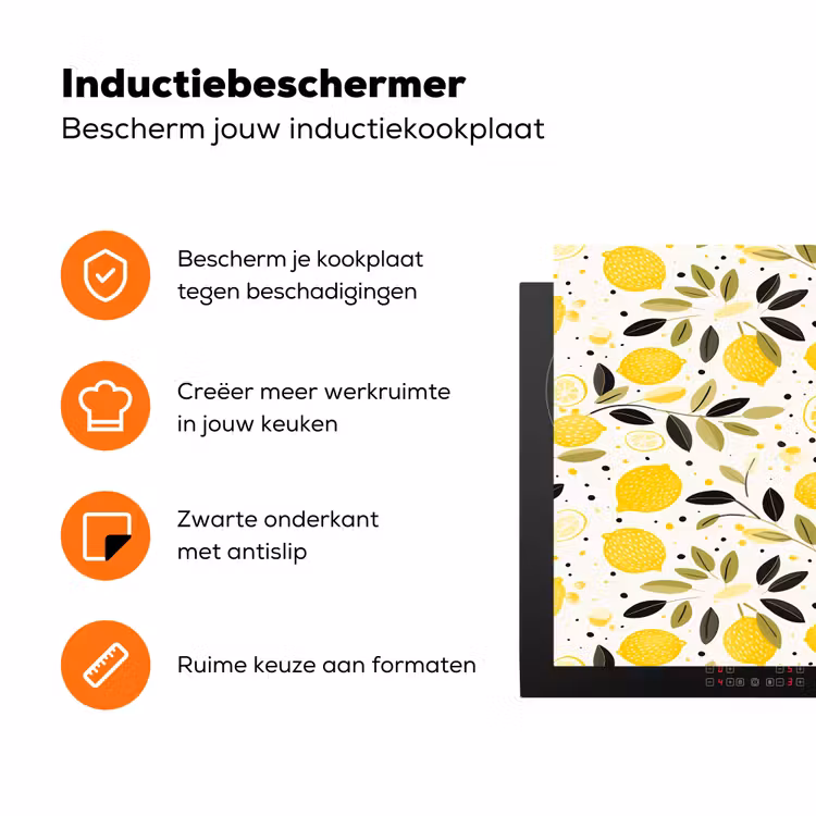 Citroenen - Geel - Wit - Stippen Inductie beschermer vinyl 3mm klein 276 -zzzzzzz-td-ups