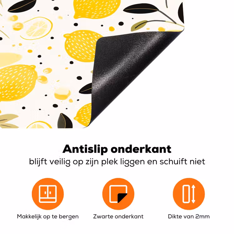Citroenen - Geel - Wit - Stippen Inductie beschermer vinyl 3mm klein 276 -zzzzzzz-td-onderkant