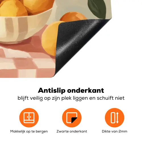 Citroenen - Glas - Tafelkleed - Geblokt Inductie beschermer vinyl 3mm klein -zzzzzzz-td-onderkant