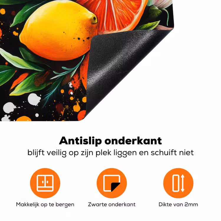 Citroenen - Zwart - Kruiden - Graffiti - Verf Inductie beschermer vinyl 3mm klein -zzzzzzz-td-onderkant